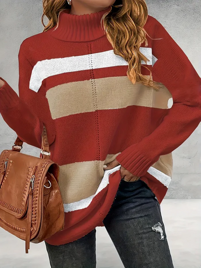 DORI| Suéter de punto, extragrande, diseño de rayas gruesa.