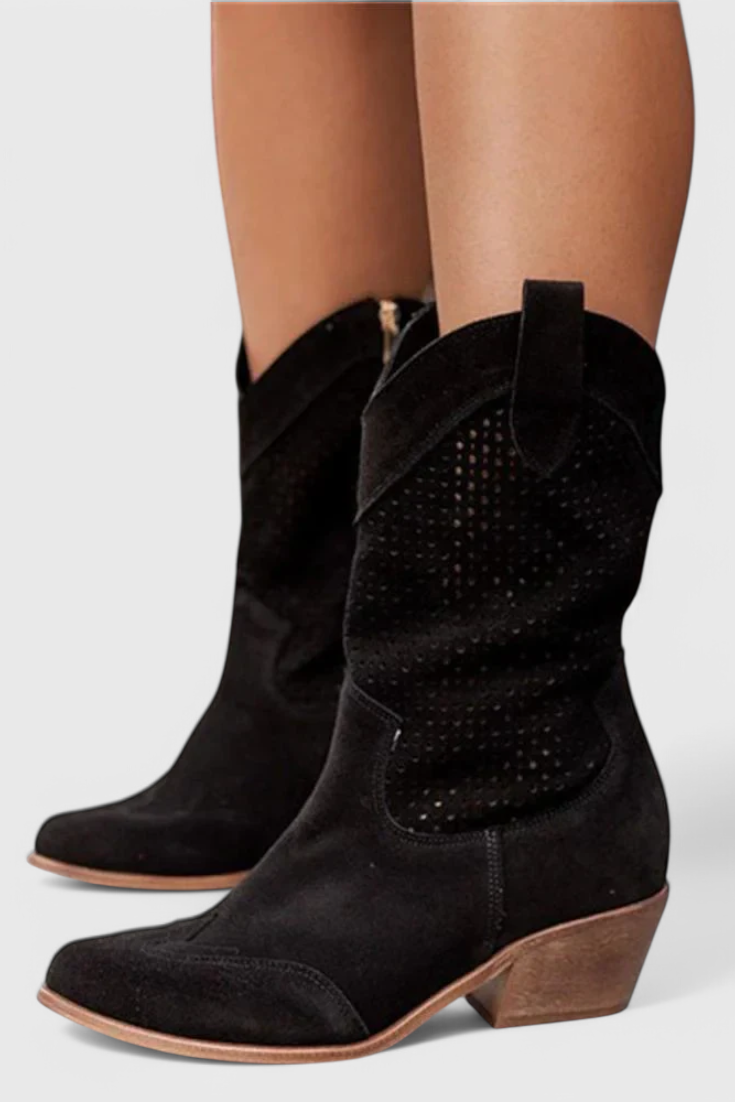 Anna| Botas de vaquero modernas con cremallera lateral