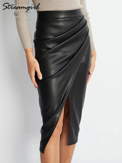 Falda de Cuero Sintético S-XL