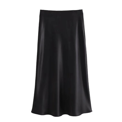 JANA| Falda satinada en negro y blanco