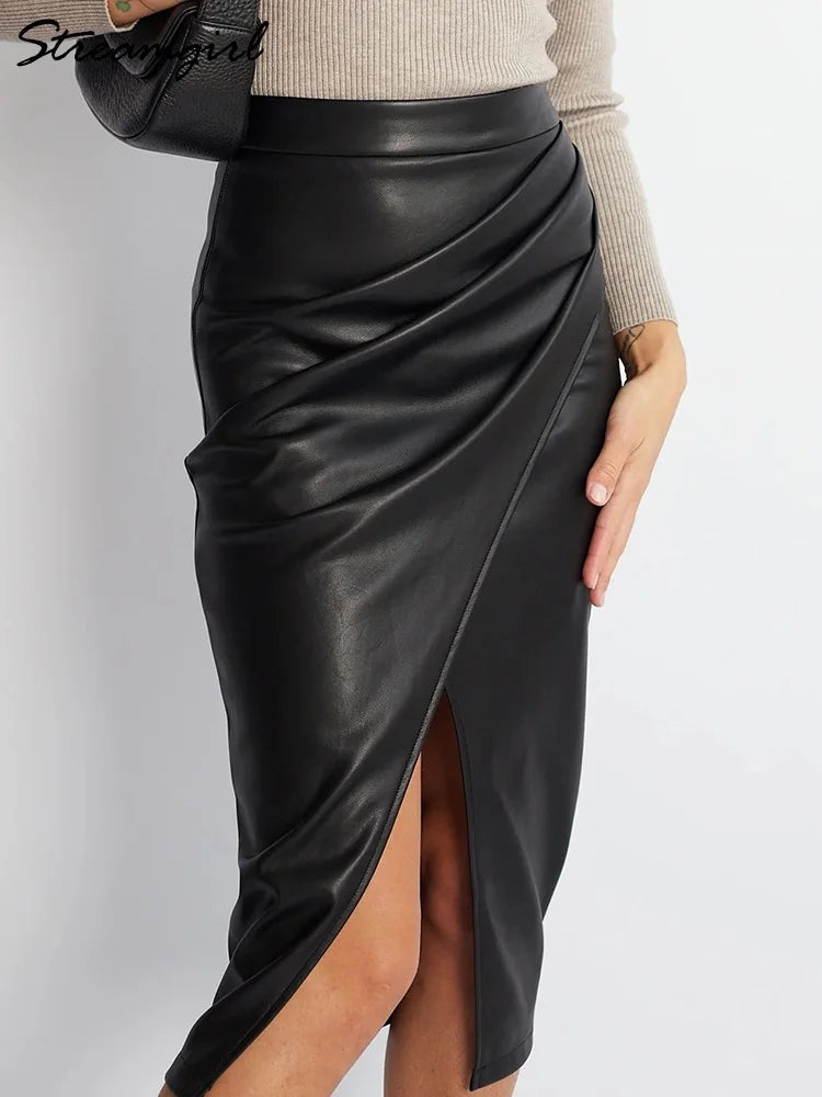 Falda de Cuero Sintético S-XL