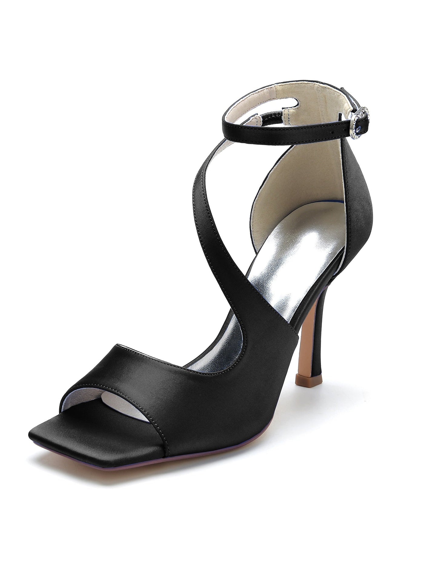 Zapatos de boda para mujer, tacón alto, punta abierta, para dama de honor