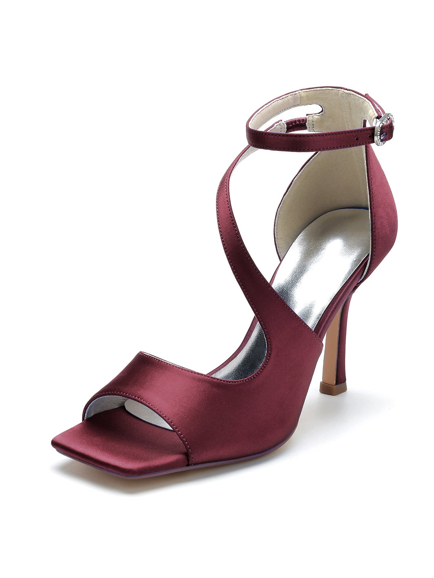 Zapatos de boda para mujer, tacón alto, punta abierta, para dama de honor