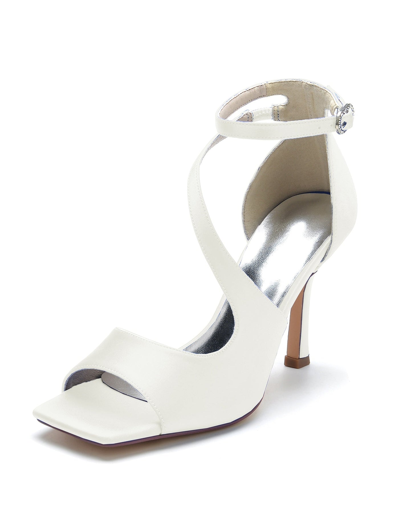 Zapatos de boda para mujer, tacón alto, punta abierta, para dama de honor