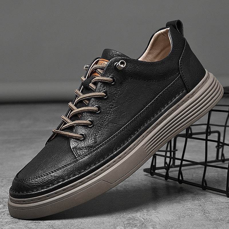 Zapatos casuales de cuero para hombre - Suela gruesa y acolchada - Costuras resistentes - Cordone