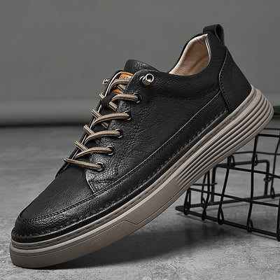 Zapatos casuales de cuero para hombre - Suela gruesa y acolchada - Costuras resistentes - Cordone