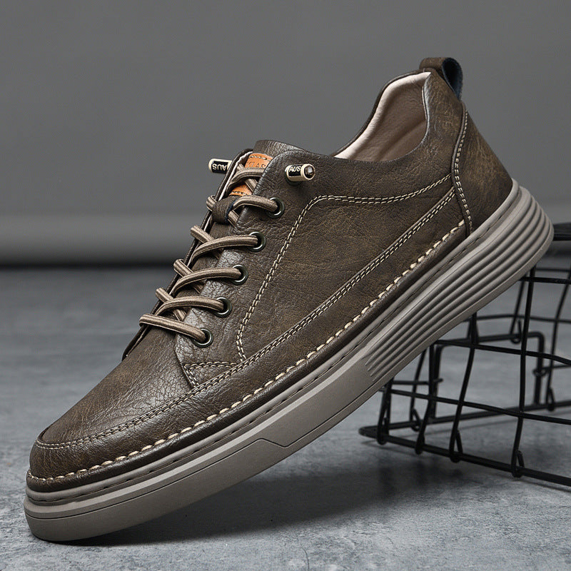 Zapatos casuales de cuero para hombre - Suela gruesa y acolchada - Costuras resistentes - Cordone