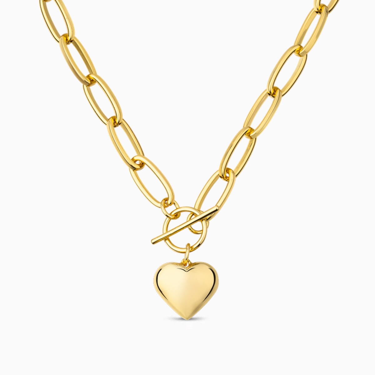 Collar de eslabones con colgante de corazón – acero inoxidable mujer