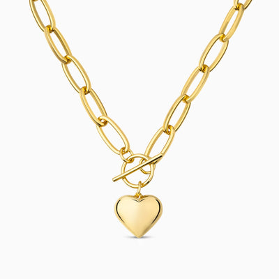 Collar de eslabones con colgante de corazón – acero inoxidable mujer