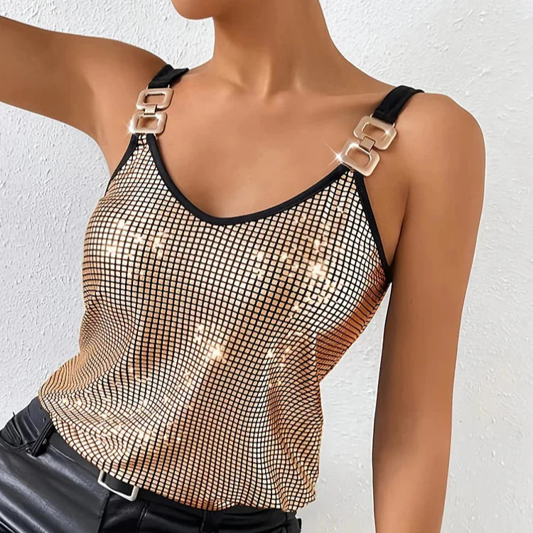 Top de tirantes sin mangas con lentejuelas