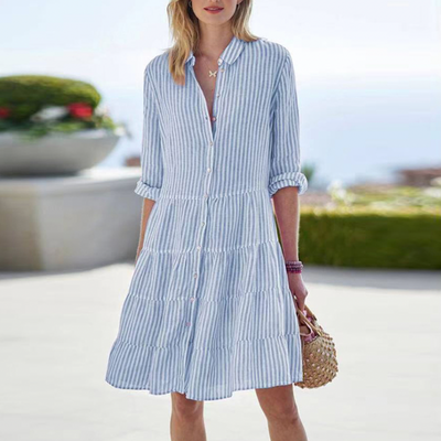 CARMINA| Vestido de mujer – Algodón ligero – Corte holgado – Botones delanteros