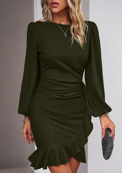 Vanesa- Elegante vestido abullonado de manga larga