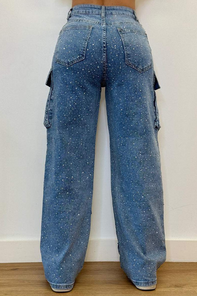 Pantalón cargo para mujer con efecto brillante y bolsillos – ROXIE