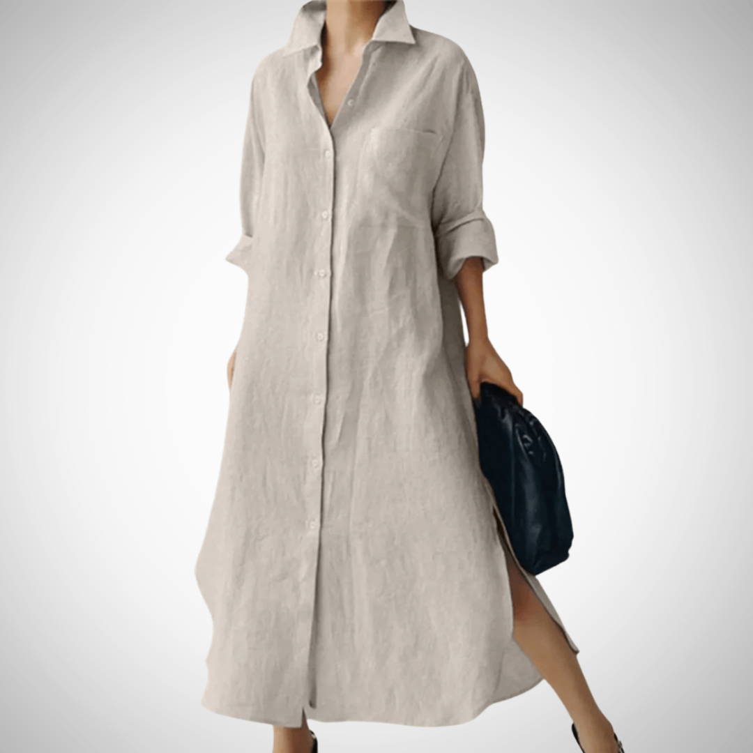 MARISA| vestido camisero de lino