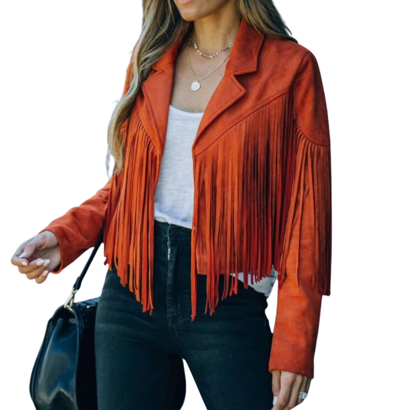 Margot |chaqueta, estilo moderno otoñal, con un toque de movimiento.