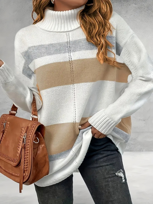DORI| Suéter de punto, extragrande, diseño de rayas gruesa.