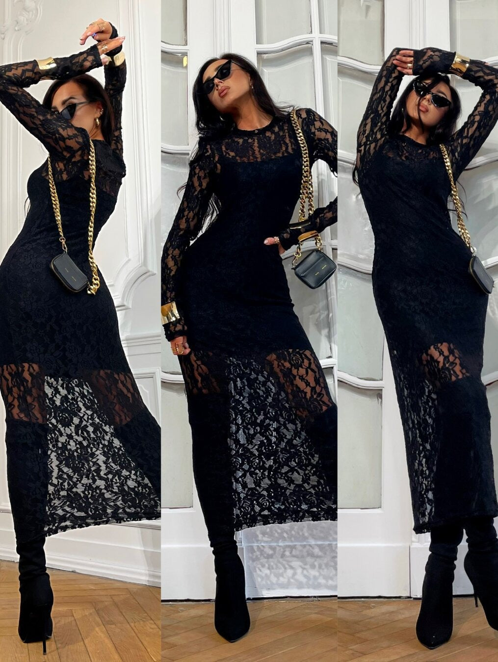 VEGA| Vestido elegante elastico con encaje.