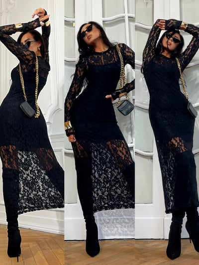 VEGA| Vestido elegante elastico con encaje.