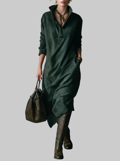 SIENA | VESTIDO CAMISERO DE ANTELINA Y CUELLO CON SOLAPA