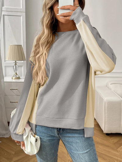 Kaelira - Sudadera informal y elegante de manga larga con bloques de color