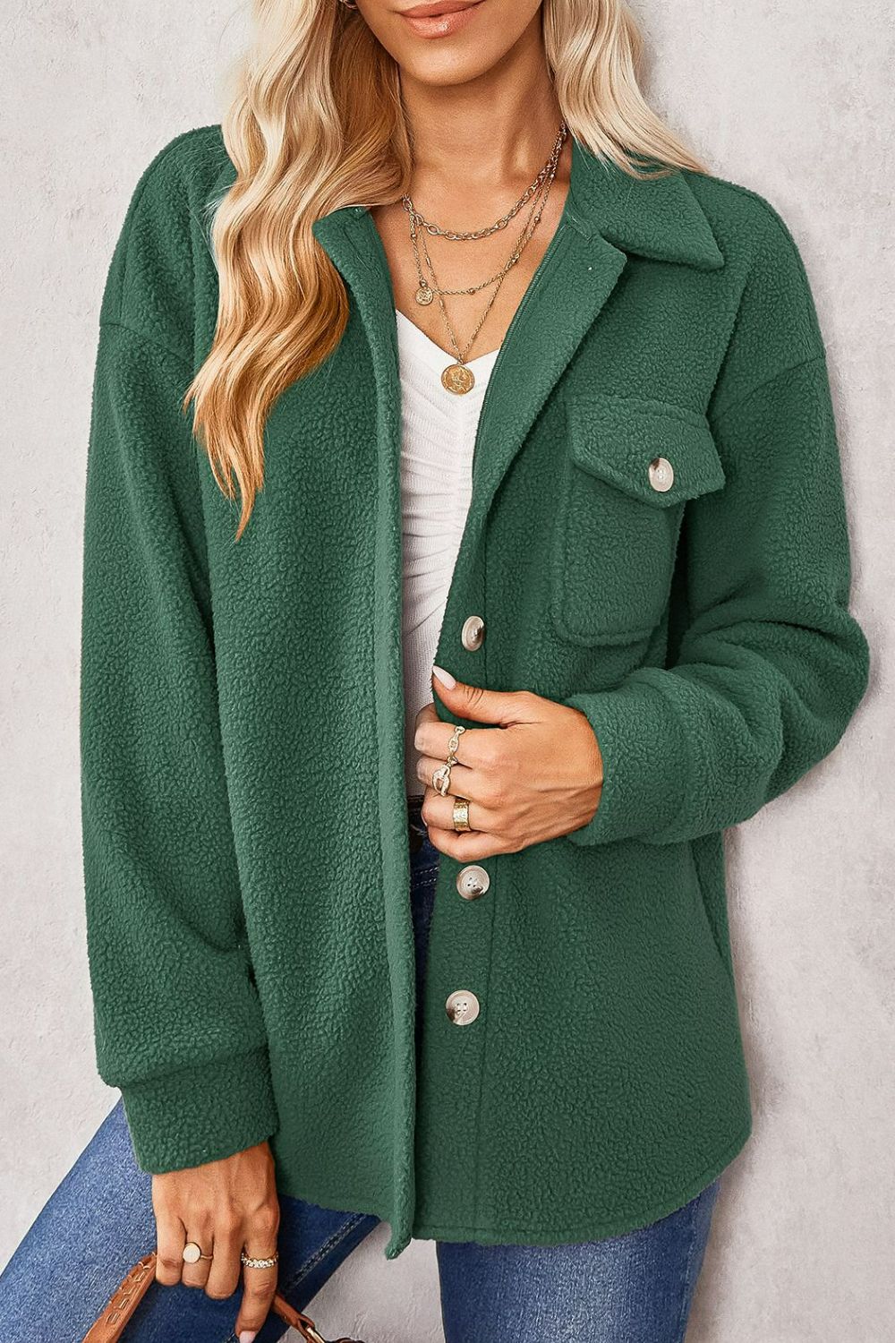 SUNI - Chaqueta de forro polar con botones