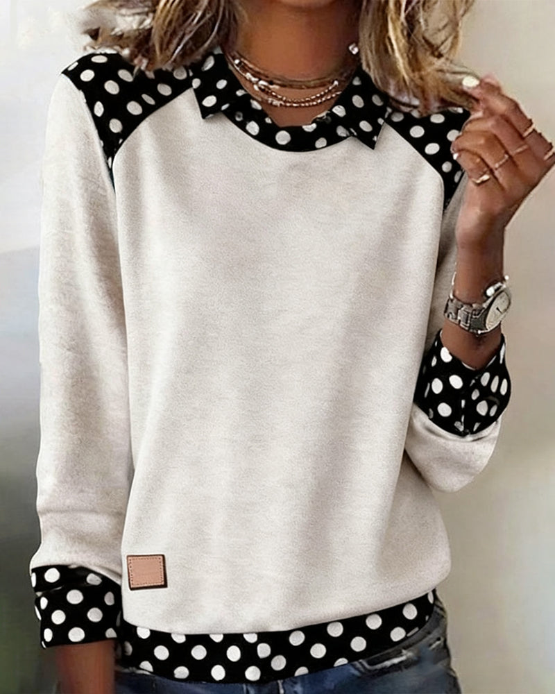 GELEN| Blusa de Lunares con Cuello de Camisa