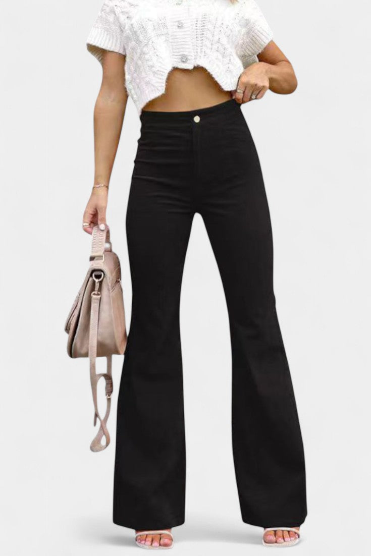 CLARA| Pantalones de Terciopelo de Pierna Ancha de Cintura Alta