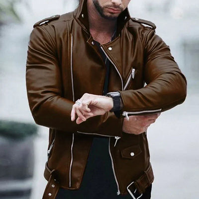 Manu– Chaqueta de Cuero de Corte Clásico