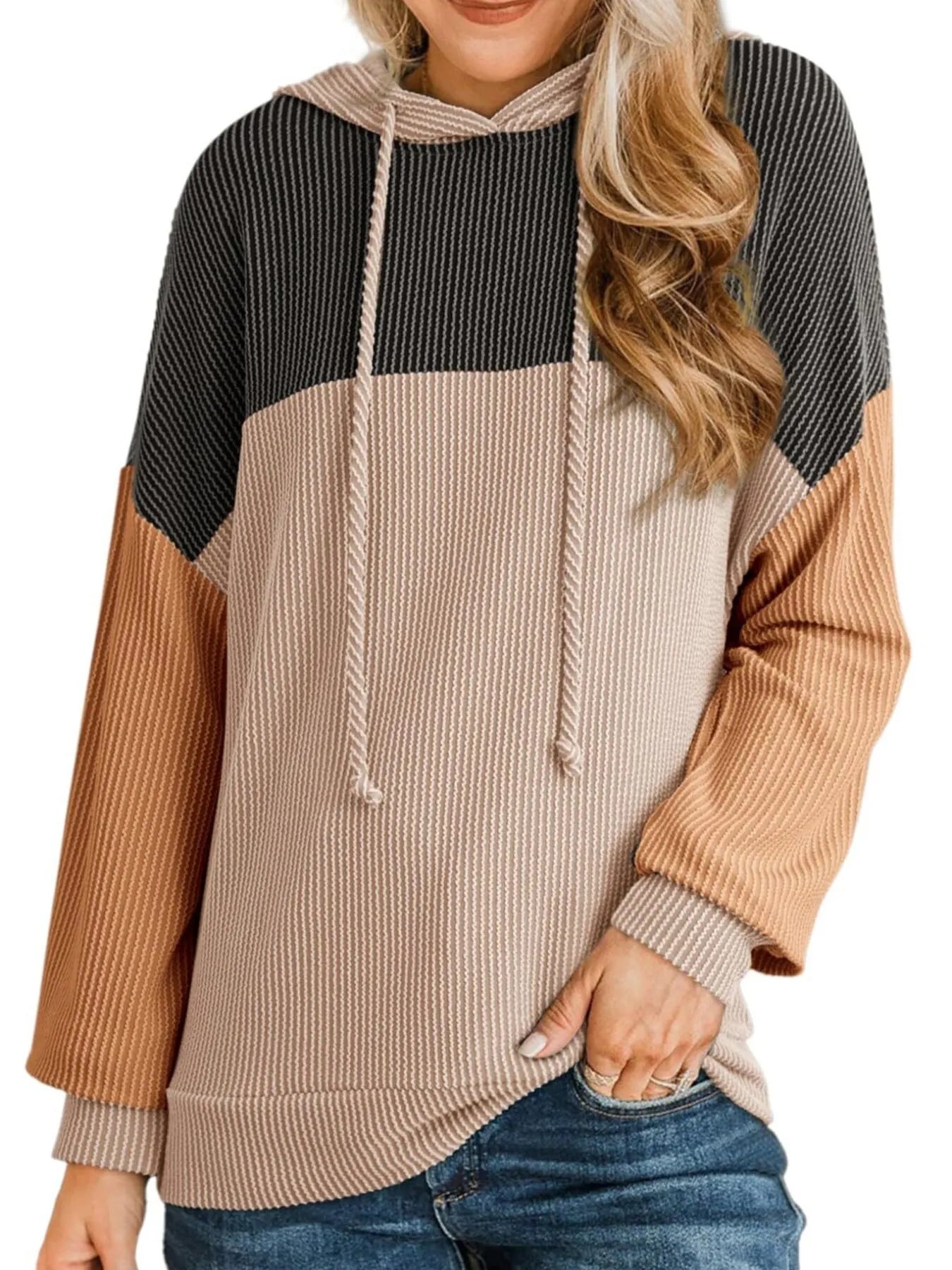 Nina - Chaqueta con capucha y cordón ajustable en bloques de color