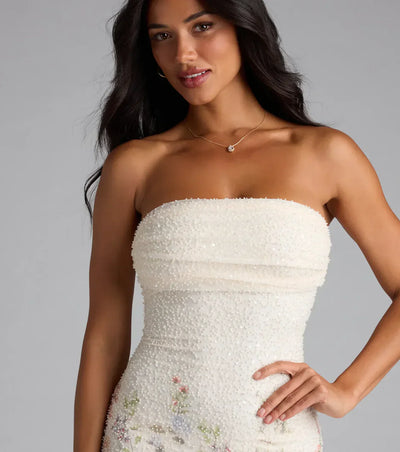 Aroa | Mini Vestido Floral con Perlas