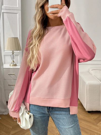Kaelira - Sudadera informal y elegante de manga larga con bloques de color