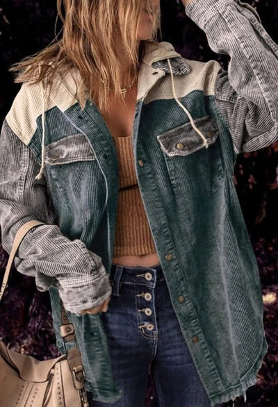 SARA| chaqueta holgada de pana, estilo casual.