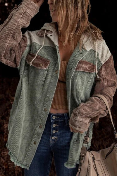 SARA| chaqueta holgada de pana, estilo casual.