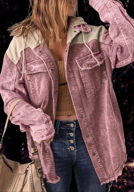 SARA| chaqueta holgada de pana, estilo casual.