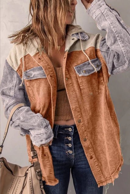 SARA| chaqueta holgada de pana, estilo casual.