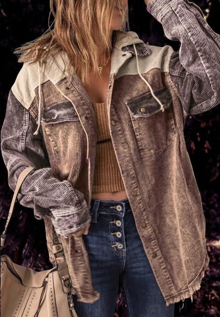 SARA| chaqueta holgada de pana, estilo casual.
