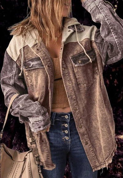SARA| chaqueta holgada de pana, estilo casual.