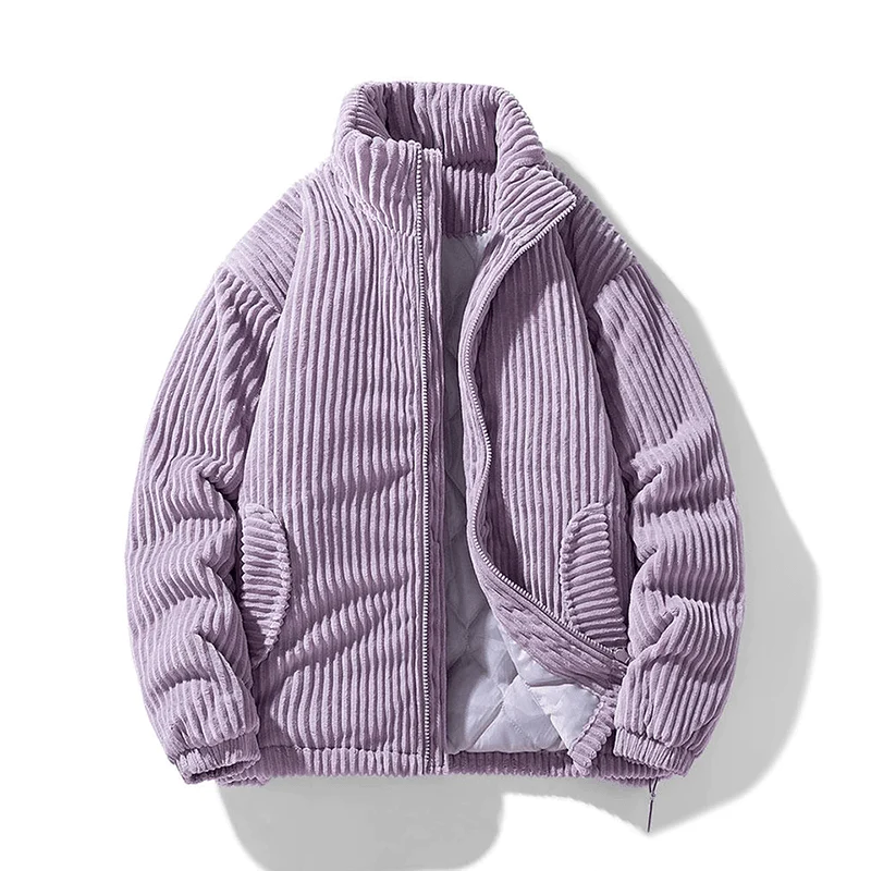 JANA| Chaqueta acolchada de pana para mujer - Cuello alto - Corte holgado - Forro cálido
