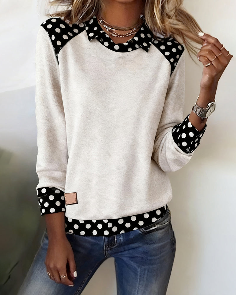 GELEN| Blusa de Lunares con Cuello de Camisa