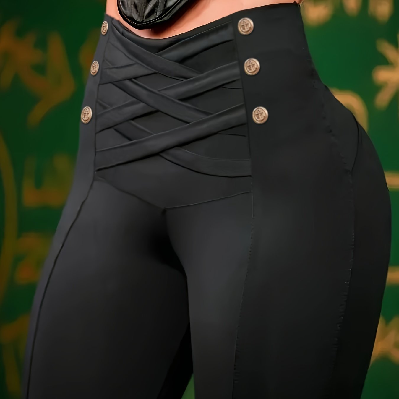 Imperial Black - Leggings con elegantes detalles dorados.