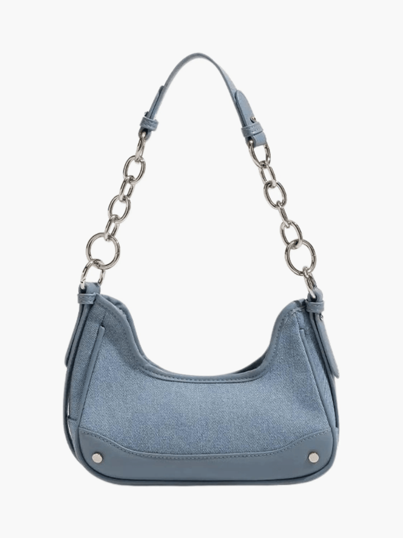 Bolso de Hombro de Mezclilla con Cadena Plateada – Moderno y Compacto
