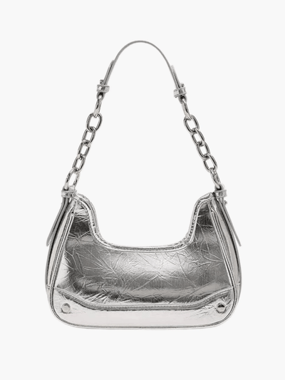 Bolso de Hombro de Mezclilla con Cadena Plateada – Moderno y Compacto