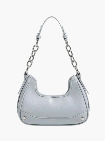 Bolso de Hombro de Mezclilla con Cadena Plateada – Moderno y Compacto