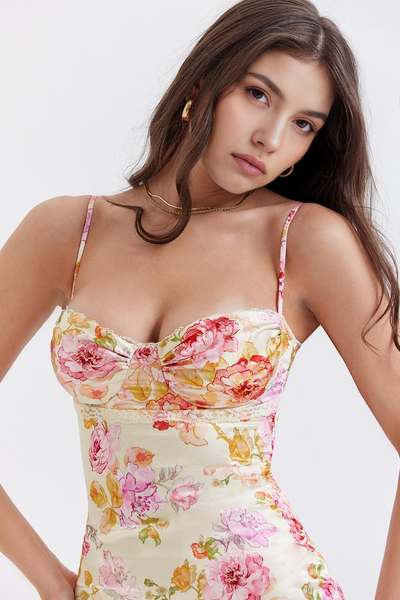 ELENA| Vestido Largo de Satén con Estampado Floral  – Chic de Verano