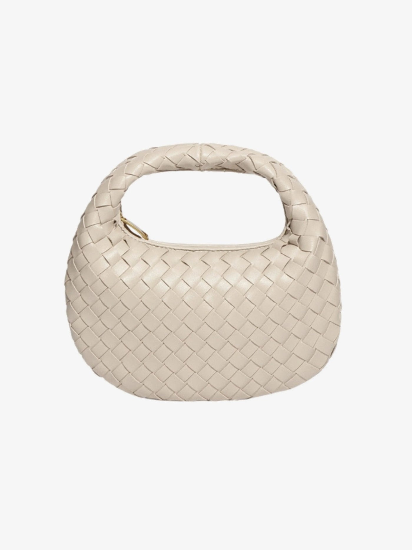 Mini Bolso de Cuero Trenzado con Cadena Dorada