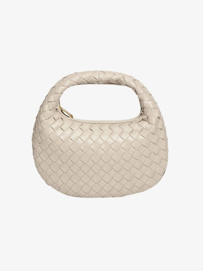 Mini Bolso de Cuero Trenzado con Cadena Dorada