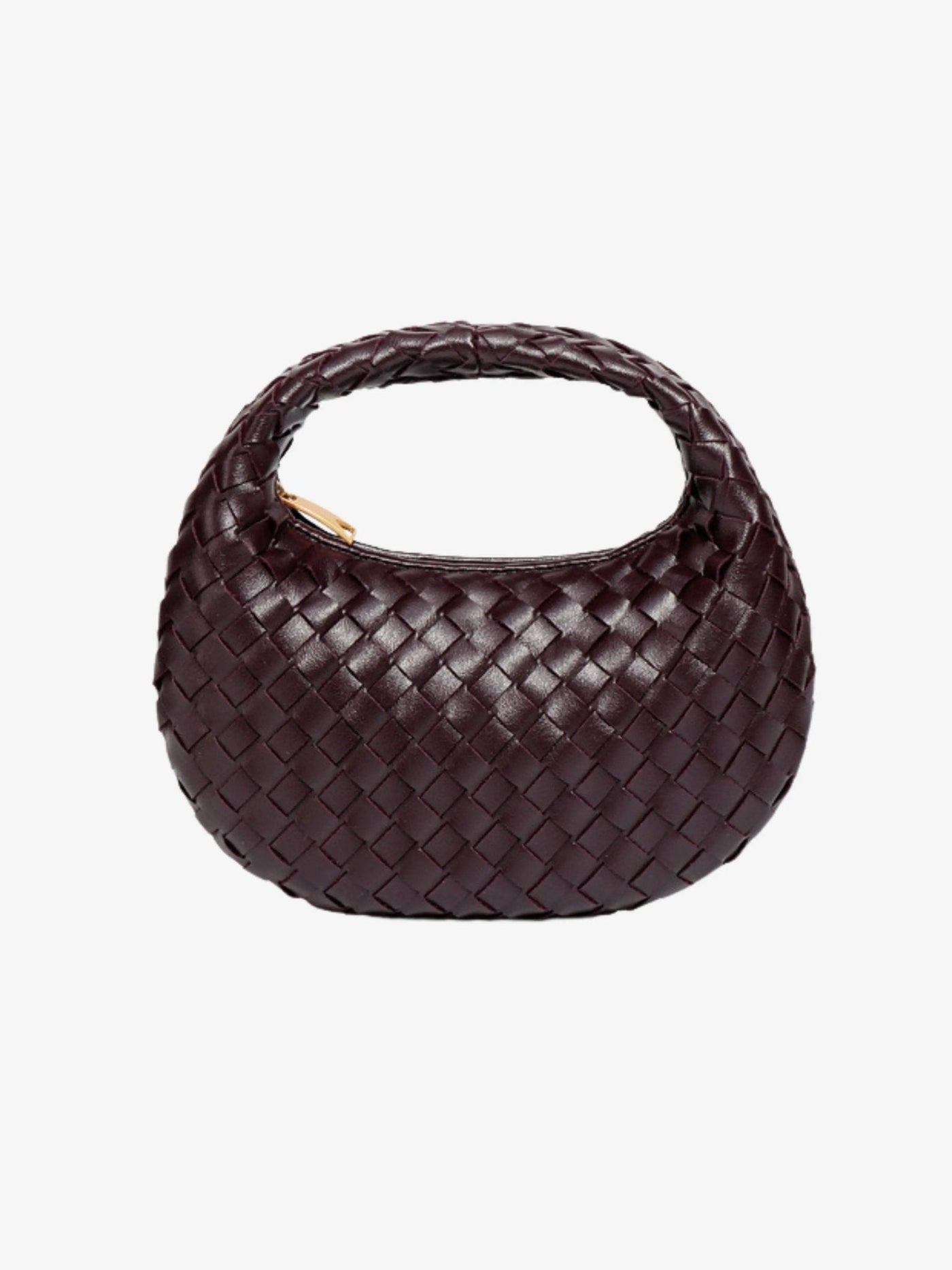 Mini Bolso de Cuero Trenzado con Cadena Dorada