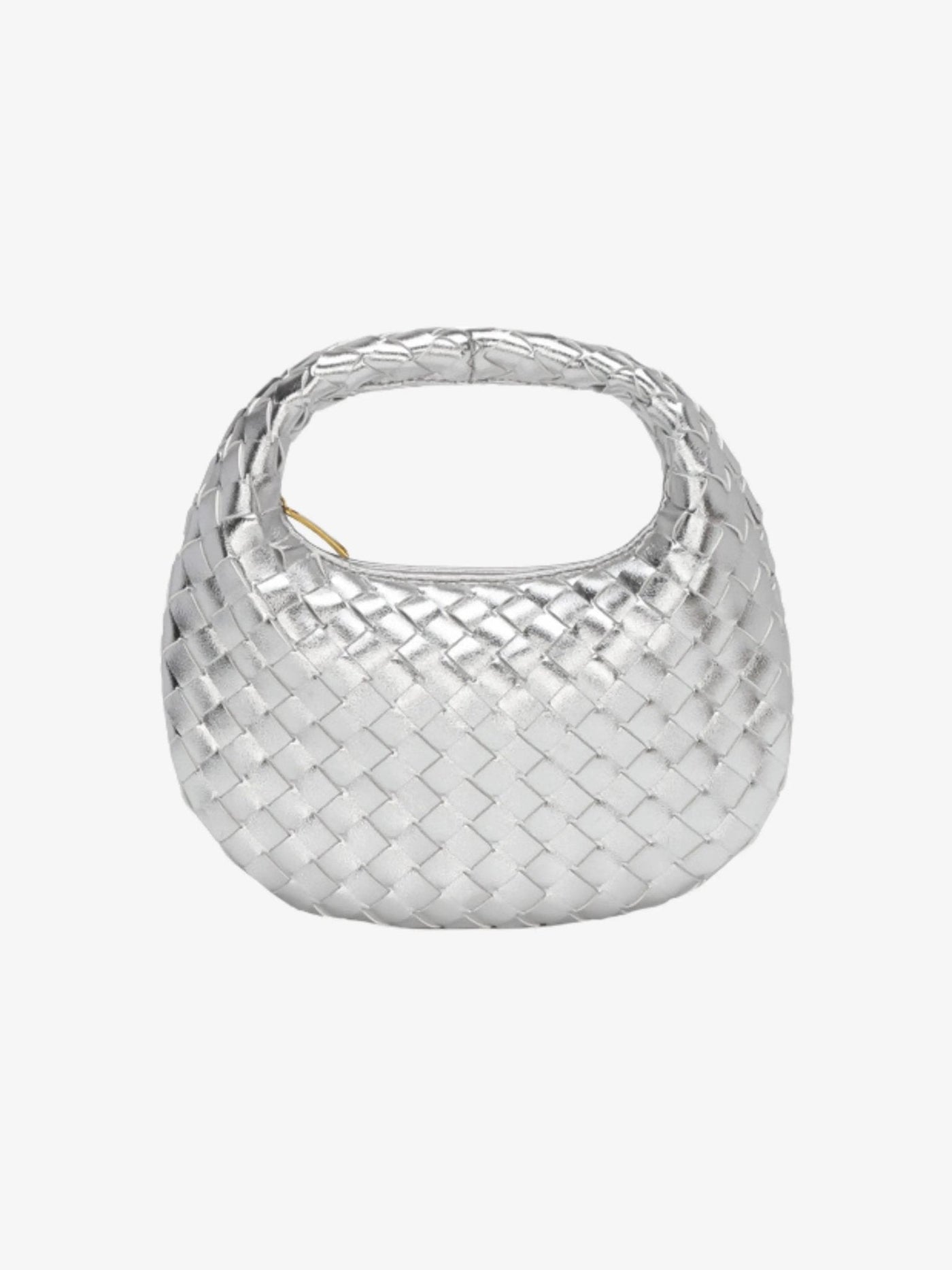 Mini Bolso de Cuero Trenzado con Cadena Dorada