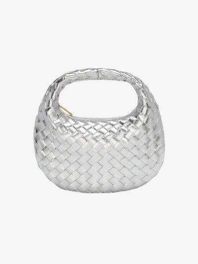 Mini Bolso de Cuero Trenzado con Cadena Dorada