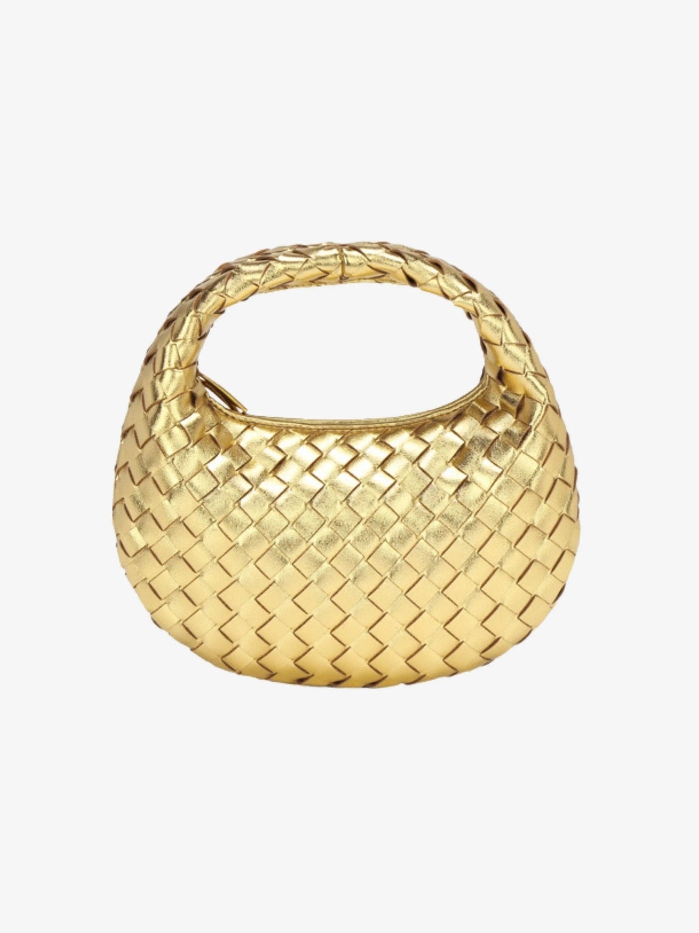 Mini Bolso de Cuero Trenzado con Cadena Dorada